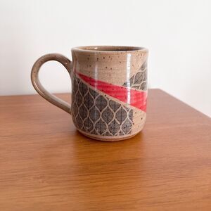 Signed Studio Pottery Mug Handmade Ceramic Coffee Cup Chicken Folk Art Mug
